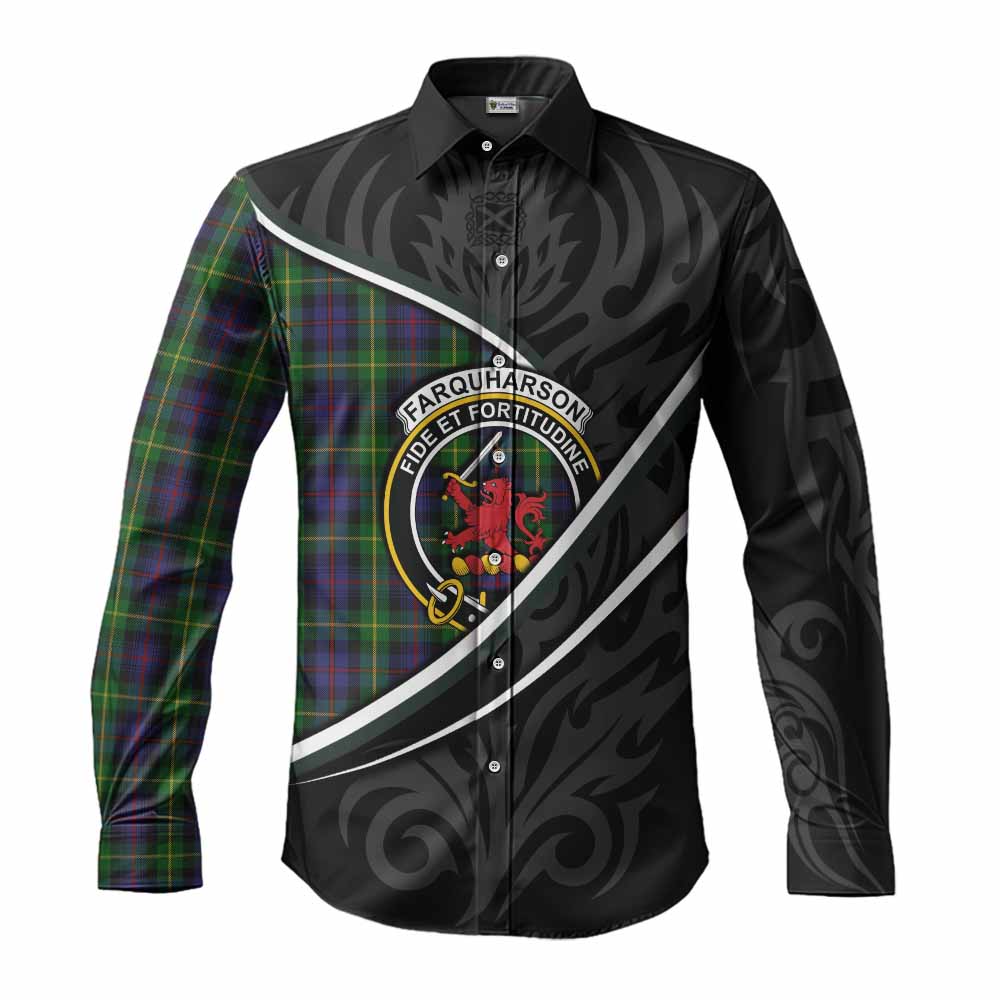 Farquharson Tartan Family Crest Long Sleeve Button Shirts Celtic Scottish Thistle Floral - Tartan Vibes Clothing