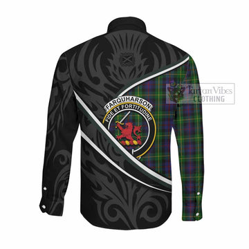 Farquharson Tartan Family Crest Long Sleeve Button Shirts Celtic Scottish Thistle Floral
