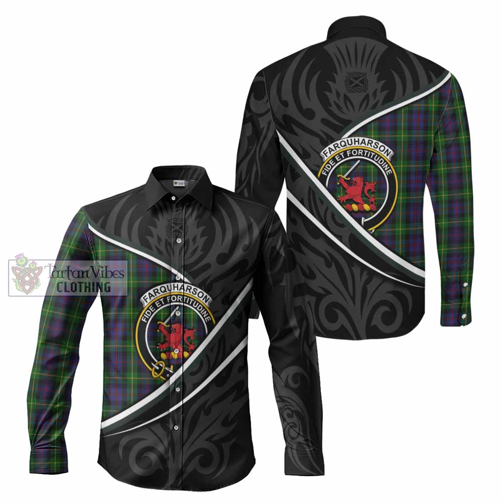 Farquharson Tartan Family Crest Long Sleeve Button Shirts Celtic Scottish Thistle Floral - Tartan Vibes Clothing
