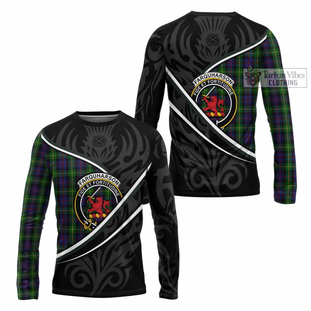 Farquharson Tartan Family Crest Long Sleeve T-Shirt Celtic Scottish Thistle Floral - Tartan Vibes Clothing
