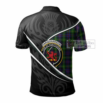 Farquharson Tartan Family Crest Polo Shirt Celtic Scottish Thistle Floral
