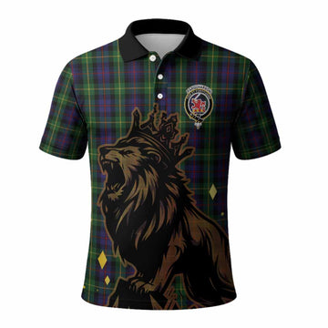Farquharson Tartan Family Crest Polo Shirt Crowned Lion Roaring