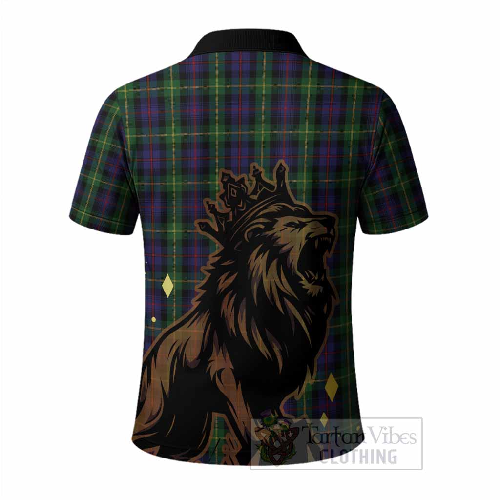 Farquharson Tartan Family Crest Polo Shirt Crowned Lion Roaring