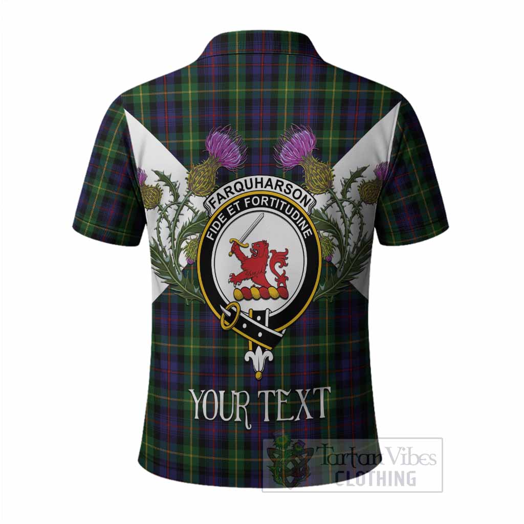 Farquharson Tartan Family Crest Polo Shirt Scottish Burns Night Thistle Floral
