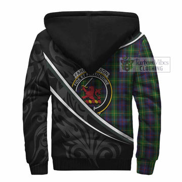 Farquharson Tartan Family Crest Sherpa Hoodie Celtic Scottish Thistle Floral