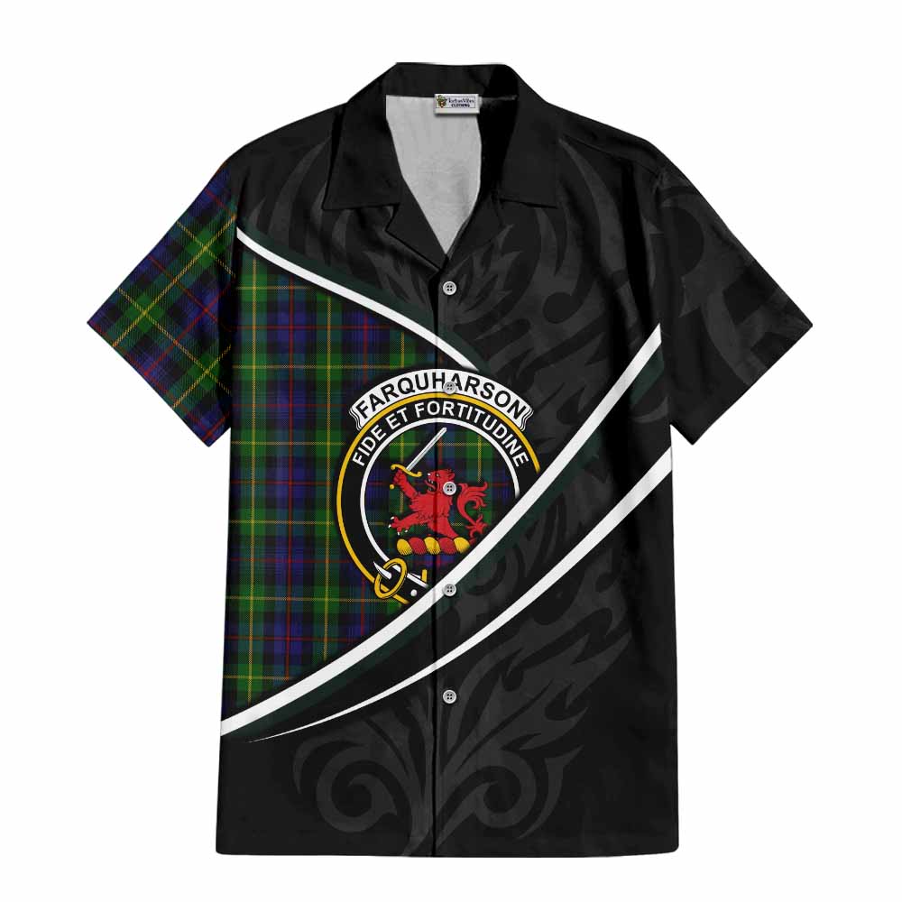 Farquharson Tartan Family Crest Short Sleeve Button Shirt Celtic Scottish Thistle Floral - Tartan Vibes Clothing
