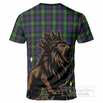 Farquharson Tartan Family Crest T-Shirt Crowned Lion Roaring