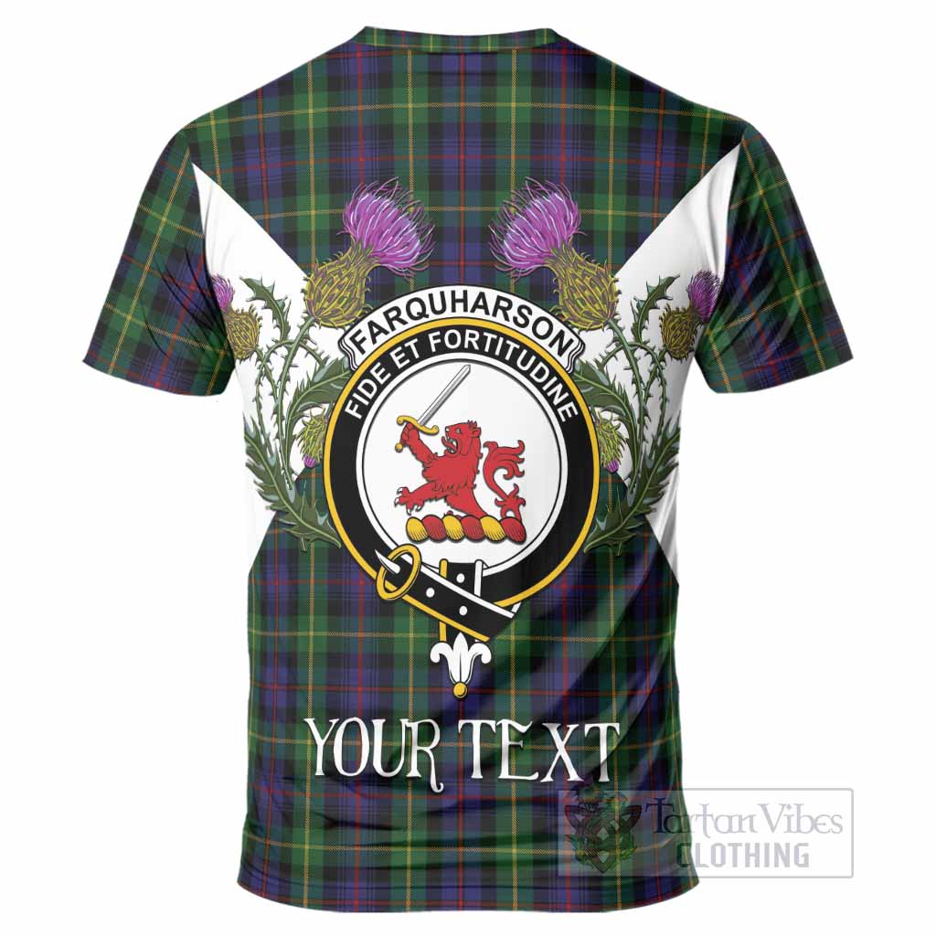 Farquharson Tartan Family Crest T-Shirt Scottish Burns Night Thistle Floral