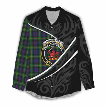 Farquharson Tartan Family Crest Women Casual Shirt Celtic Scottish Thistle Floral - Tartan Vibes Clothing
