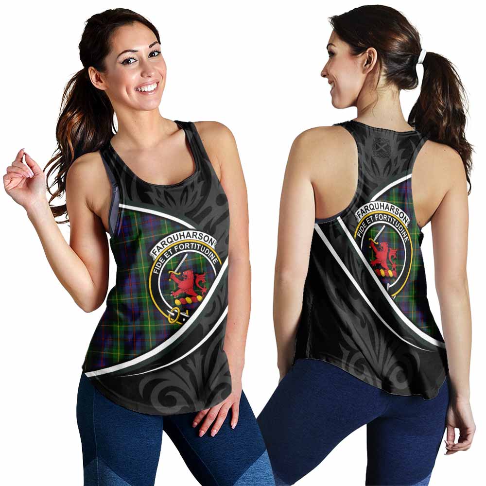 Farquharson Tartan Family Crest Women Racerback Tanks Celtic Scottish Thistle Floral - Tartan Vibes Clothing
