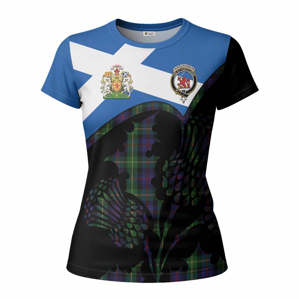 Farquharson Tartan Family Crest Women T shirt Scotland Thistle Floral Flag Style