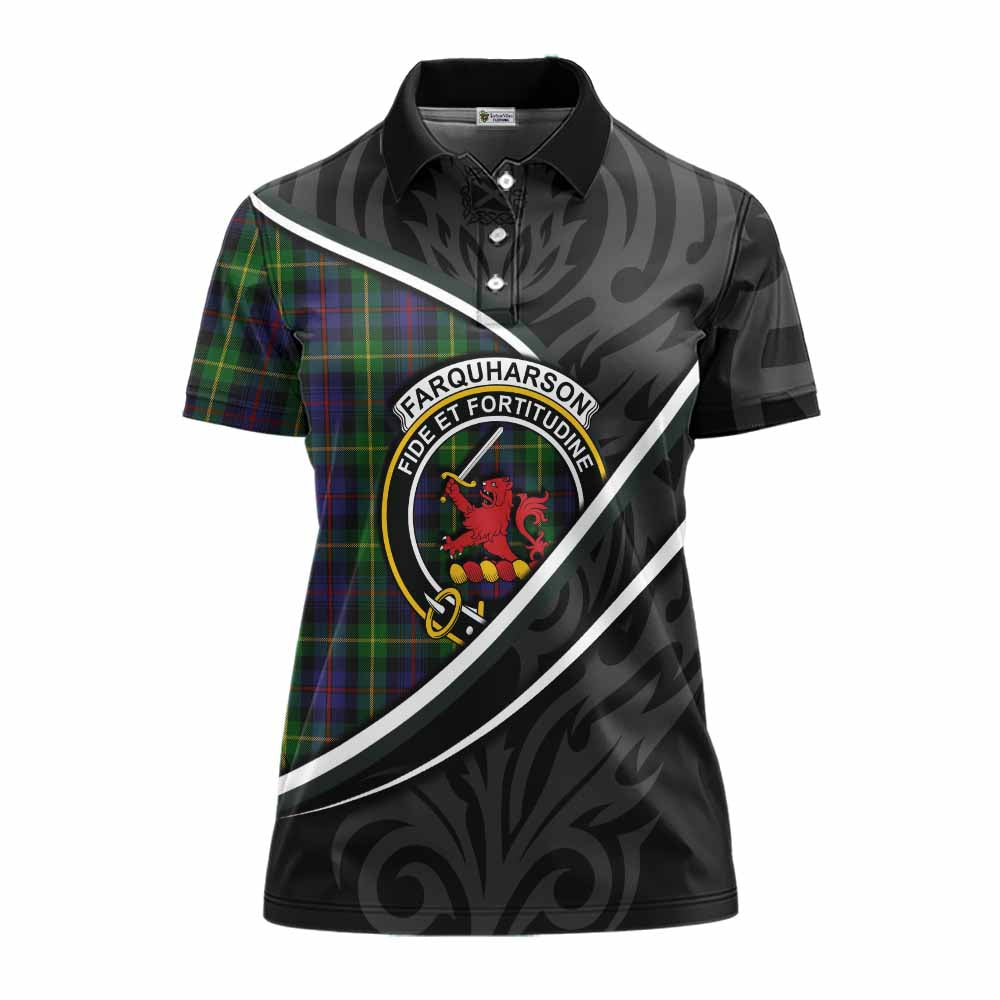 Farquharson Tartan Family Crest Women's Polo Shirt Celtic Scottish Thistle Floral - Tartan Vibes Clothing