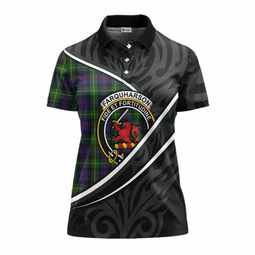 Farquharson Tartan Family Crest Women's Polo Shirt Celtic Scottish Thistle Floral