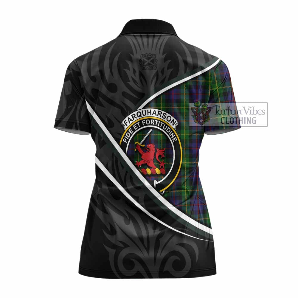 Farquharson Tartan Family Crest Women's Polo Shirt Celtic Scottish Thistle Floral - Tartan Vibes Clothing