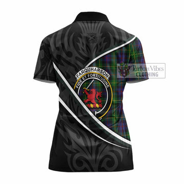 Farquharson Tartan Family Crest Women's Polo Shirt Celtic Scottish Thistle Floral