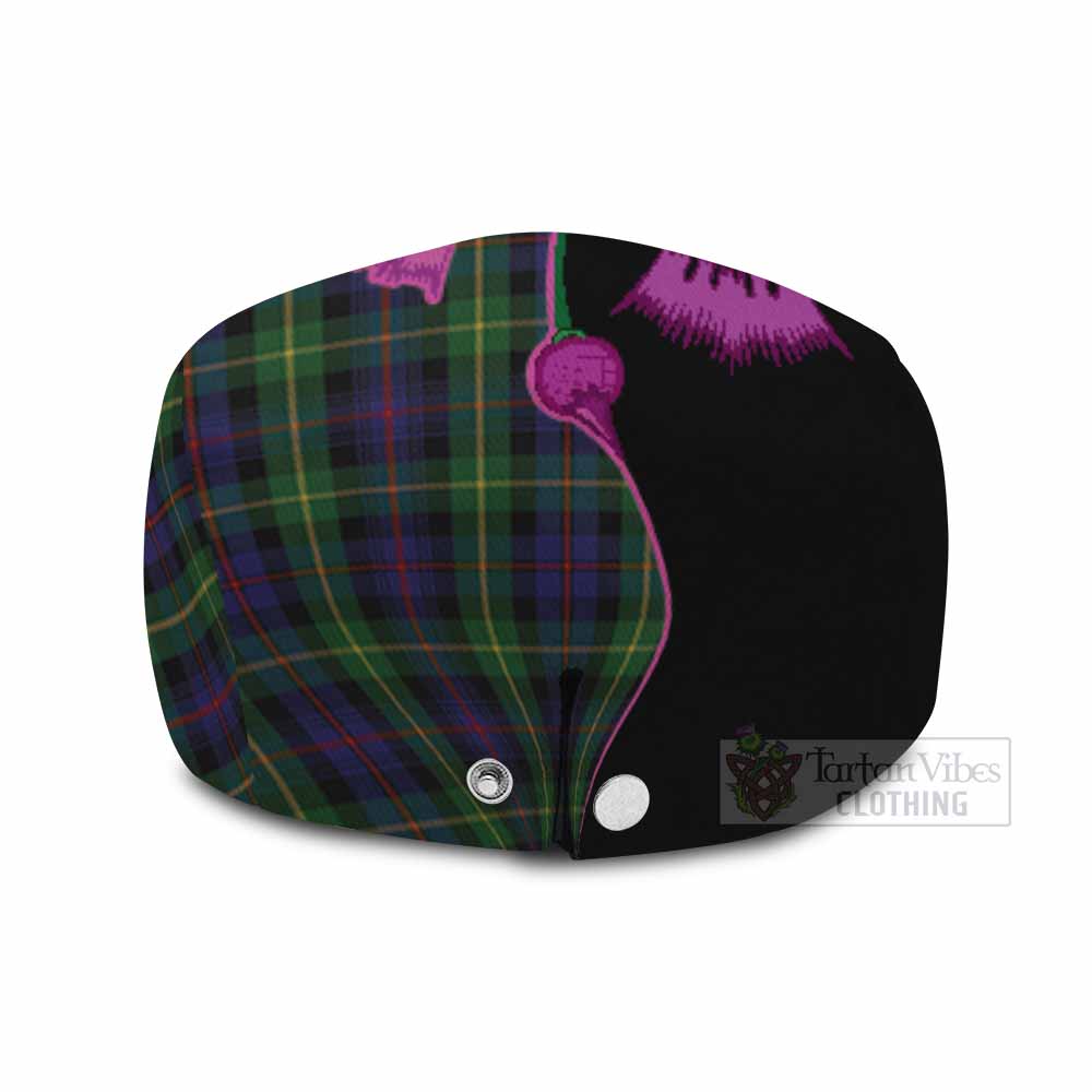 Farquharson Tartan Flat Cap, Jeff Cap Traditional Scottish Thistle