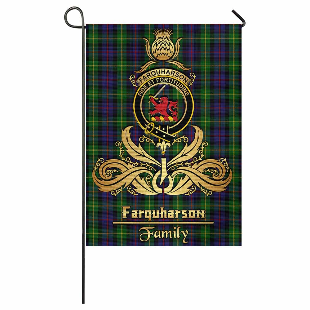 Farquharson Tartan Garden Flag with Highland Thistle Cherish Family Crest Style - Tartan Vibes Clothing