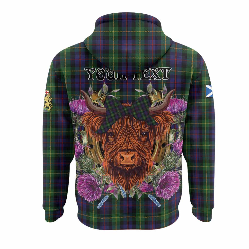 Farquharson Tartan Hoodie Scottish Thistle Heilan Coo