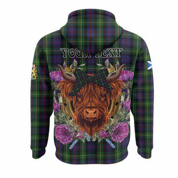Farquharson Tartan Hoodie Scottish Thistle Heilan Coo