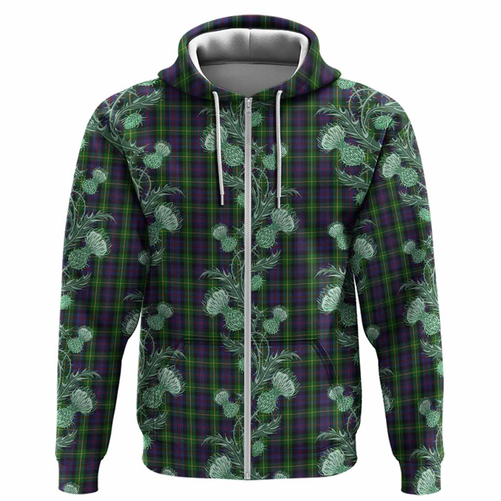 Farquharson Tartan Hoodie Seamless Scottish Thistle Flowers