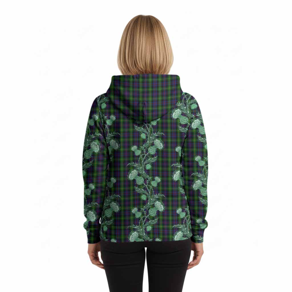 Farquharson Tartan Hoodie Seamless Scottish Thistle Flowers