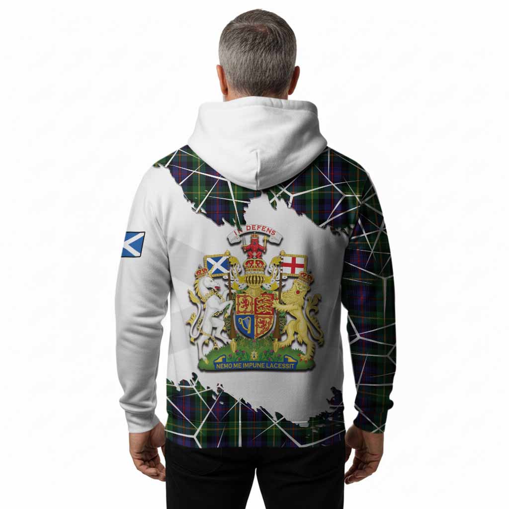 Farquharson Tartan Hoodie with Family Crest and Lion Rampant Grunge Style