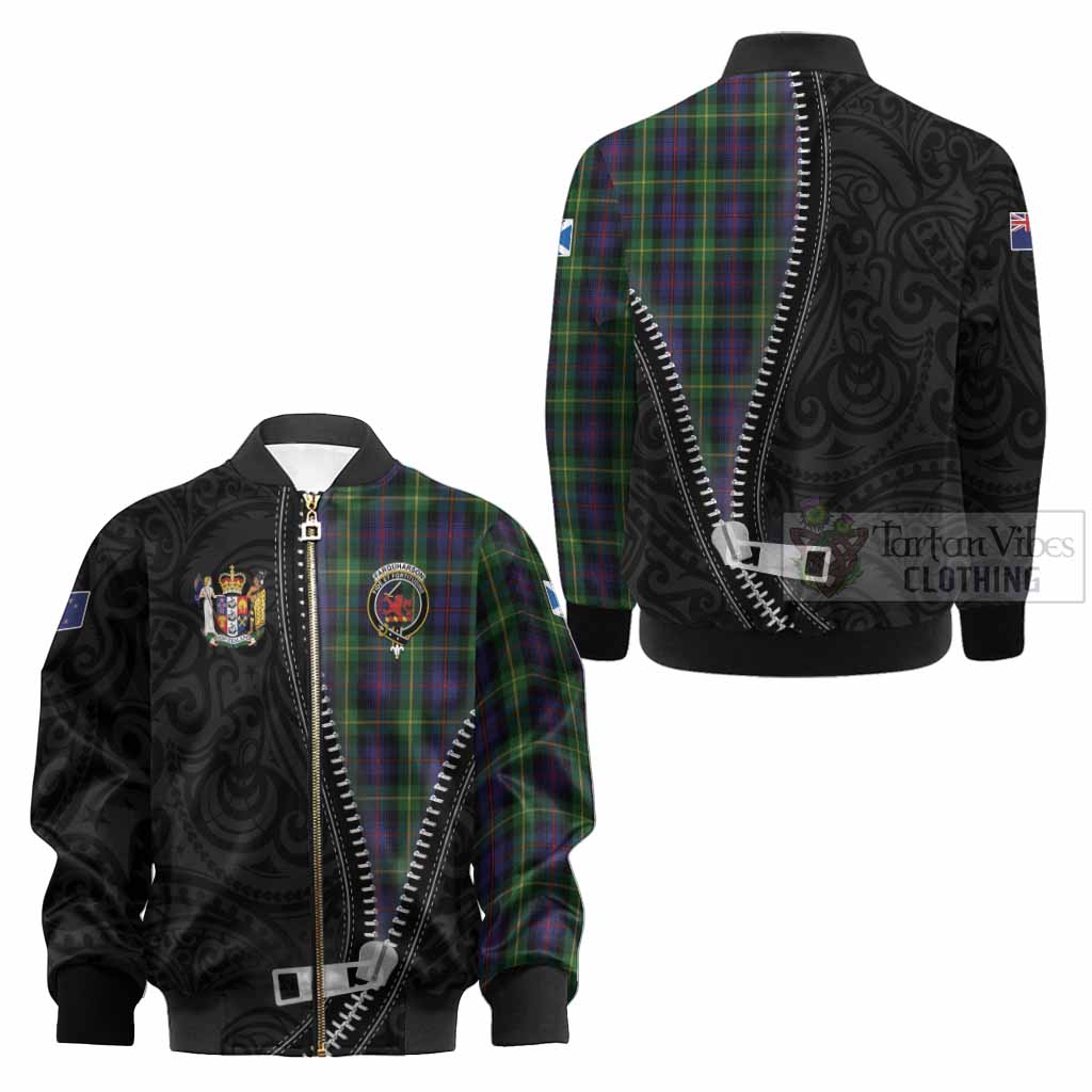 Farquharson Tartan Kid Bomber Jacket New Zealand Pattern Unique Zipper Stylized