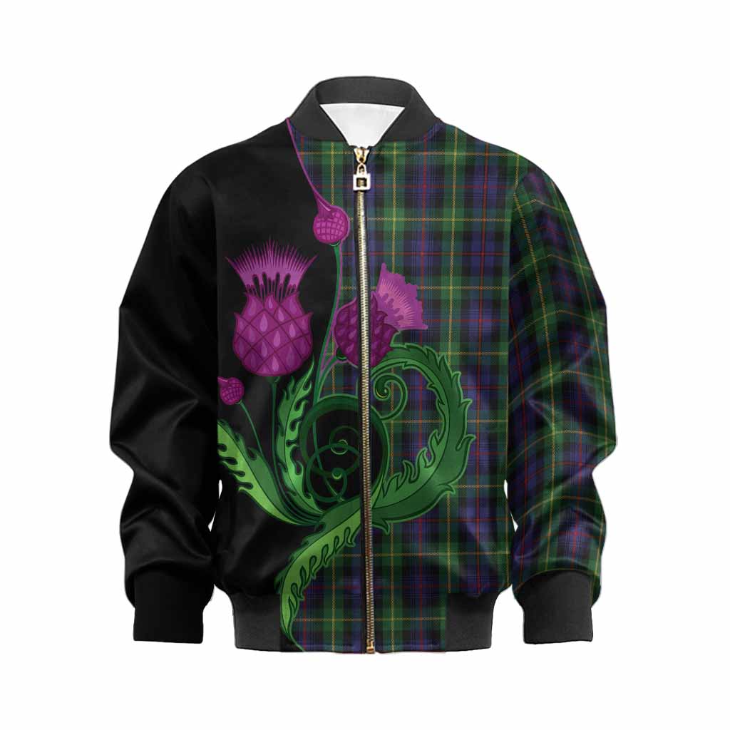 Farquharson Tartan Kid Bomber Jacket Traditional Scottish Thistle
