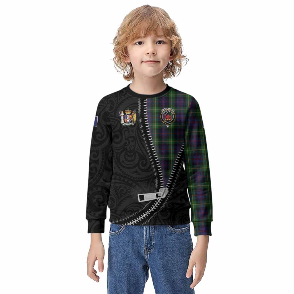 Farquharson Tartan Kid Knitted Sweatshirt New Zealand Pattern Unique Zipper Stylized
