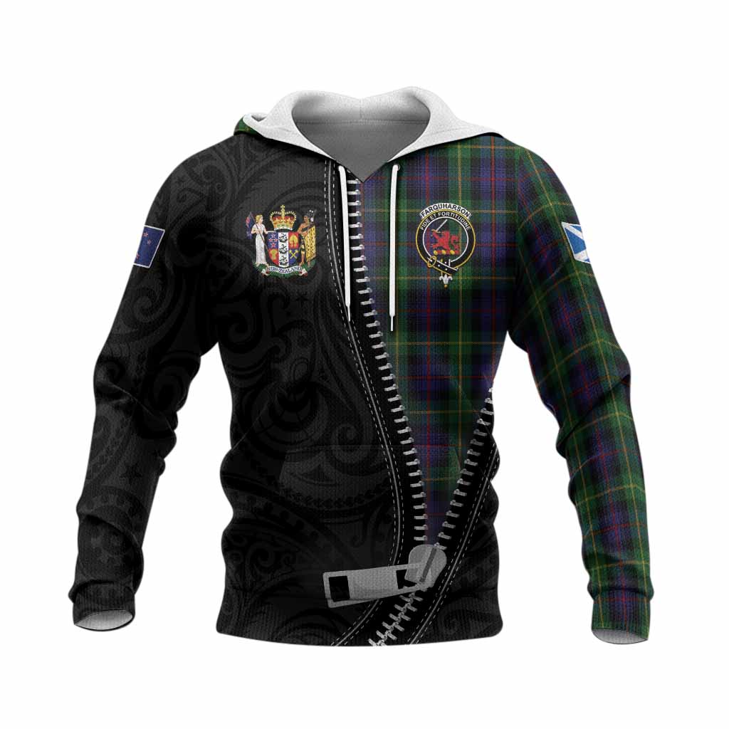 Farquharson Tartan Knitted Hoodie New Zealand Pattern Unique Zipper Stylized