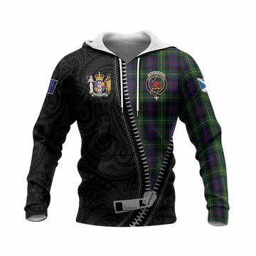 Farquharson Tartan Knitted Hoodie New Zealand Pattern Unique Zipper Stylized