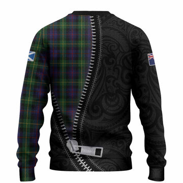 Farquharson Tartan Knitted Sweater New Zealand Pattern Unique Zipper Stylized