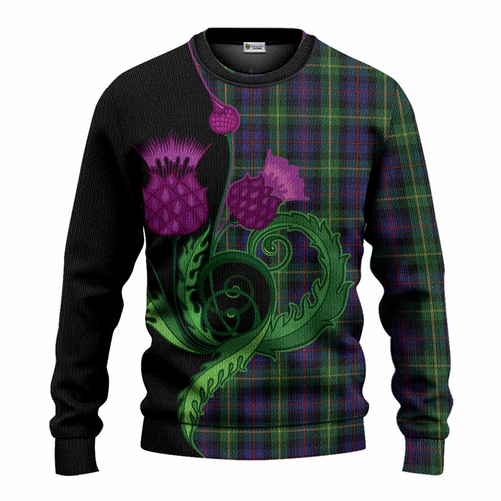 Farquharson Tartan Knitted Sweater Traditional Scottish Thistle