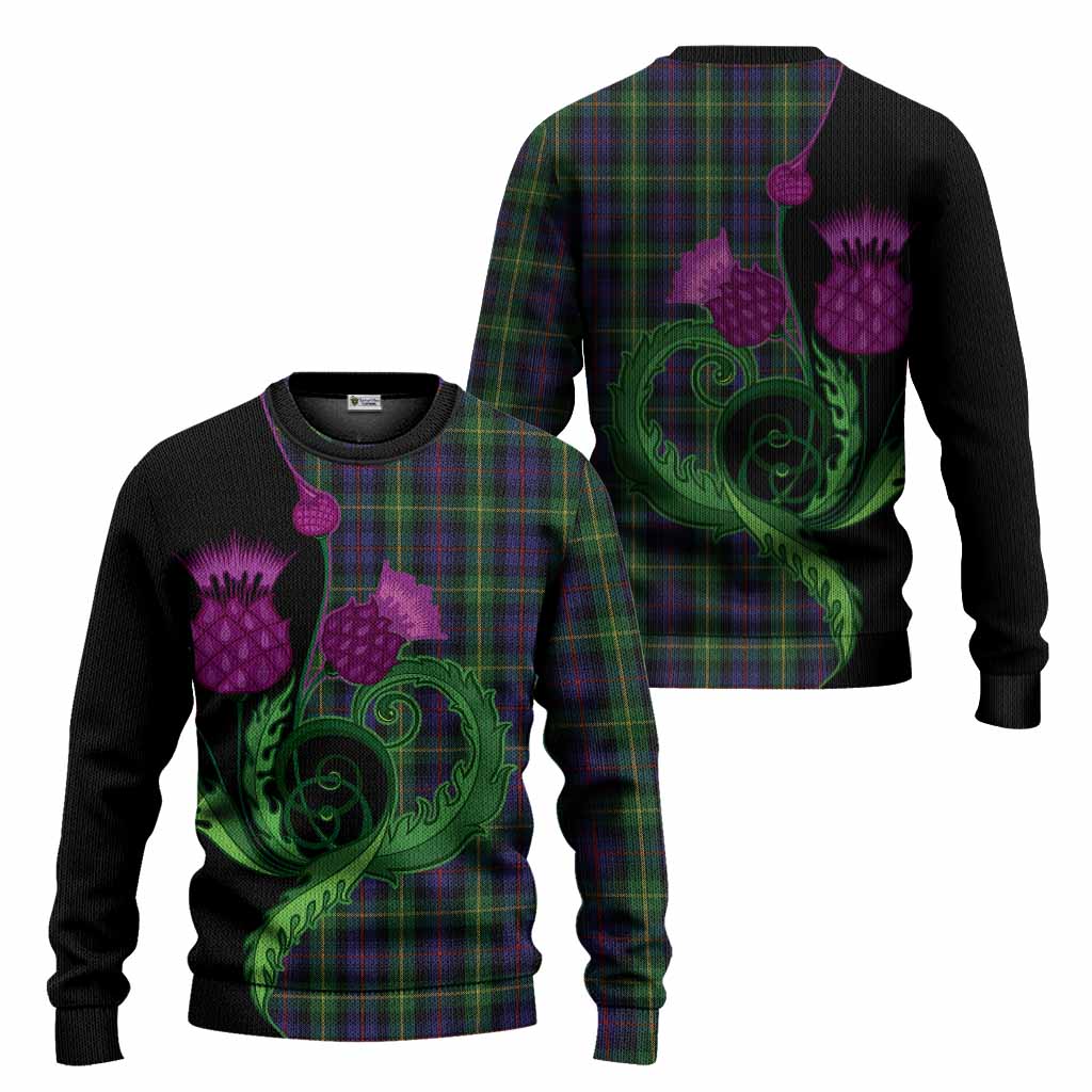 Farquharson Tartan Knitted Sweater Traditional Scottish Thistle