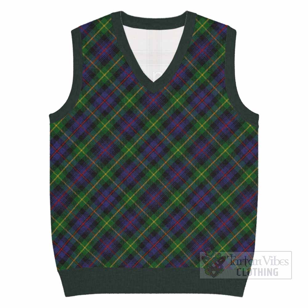 Farquharson Tartan  Knitted V-Neck Vest Cross Style
