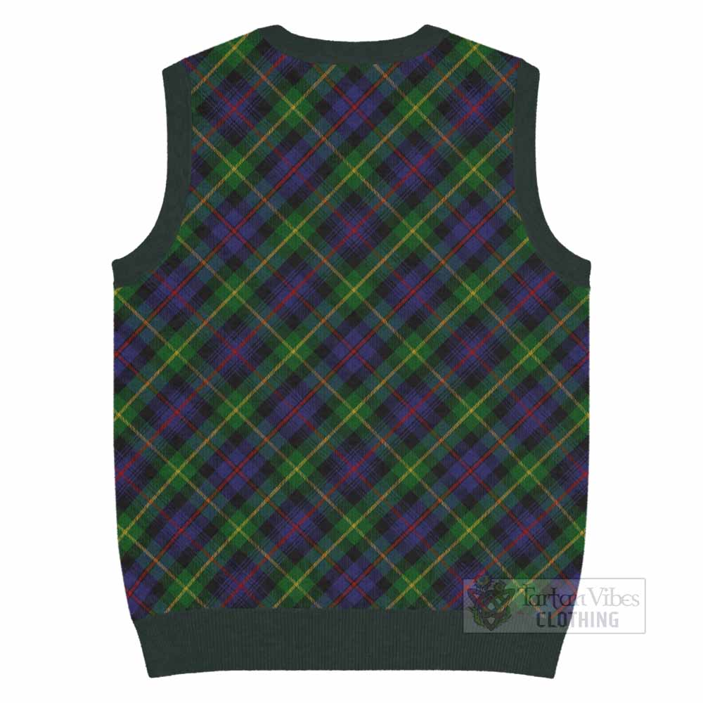 Farquharson Tartan  Knitted V-Neck Vest Cross Style