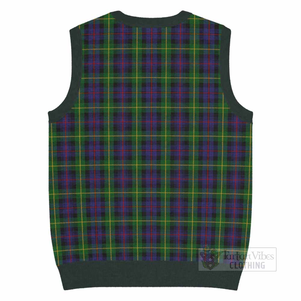 Farquharson Tartan Knitted V-Neck Vest with Family Crest - Tartan Vibes Clothing