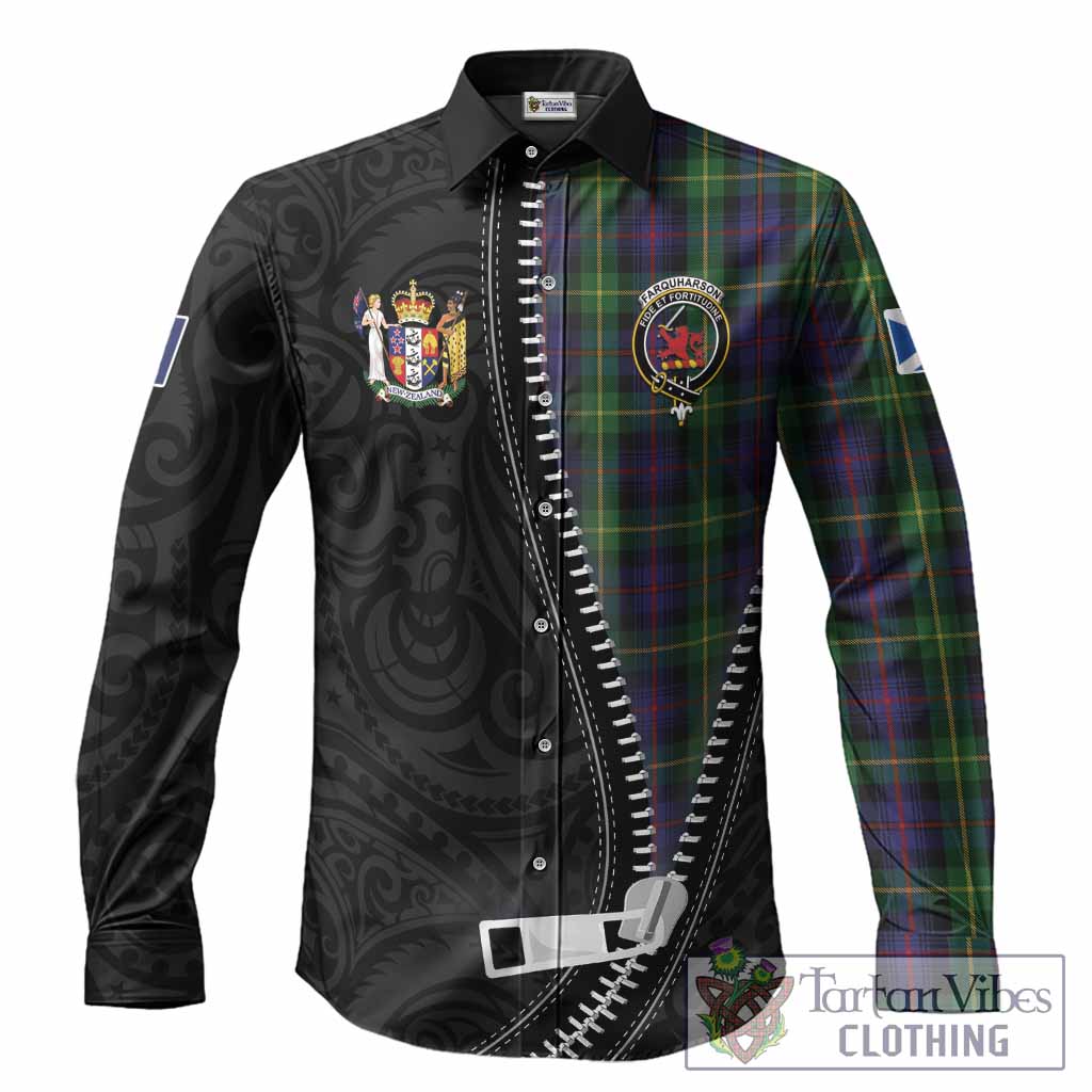 Farquharson Tartan Long Sleeve Button Shirts New Zealand Pattern Unique Zipper Stylized
