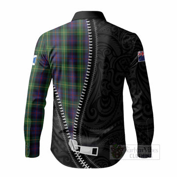 Farquharson Tartan Long Sleeve Button Shirts New Zealand Pattern Unique Zipper Stylized