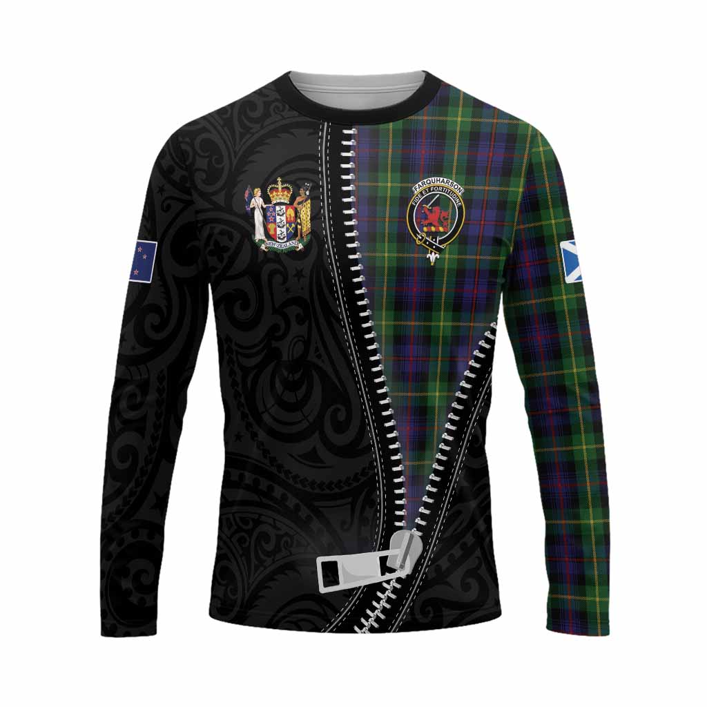 Farquharson Tartan Long Sleeve T-Shirt New Zealand Pattern Unique Zipper Stylized