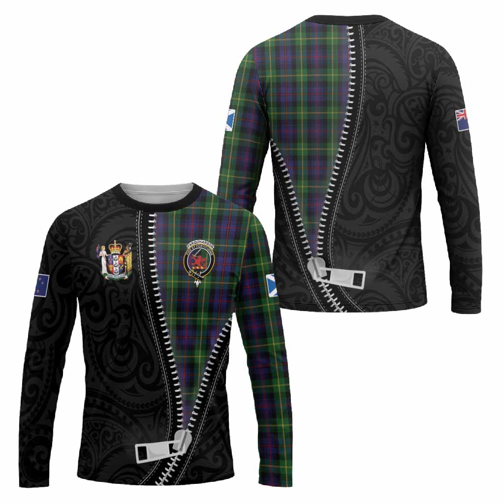 Farquharson Tartan Long Sleeve T-Shirt New Zealand Pattern Unique Zipper Stylized