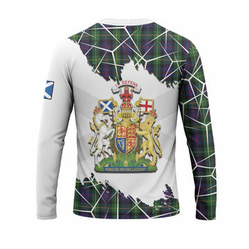 Farquharson Tartan Long Sleeve T-Shirt with Family Crest and Lion Rampant Grunge Style