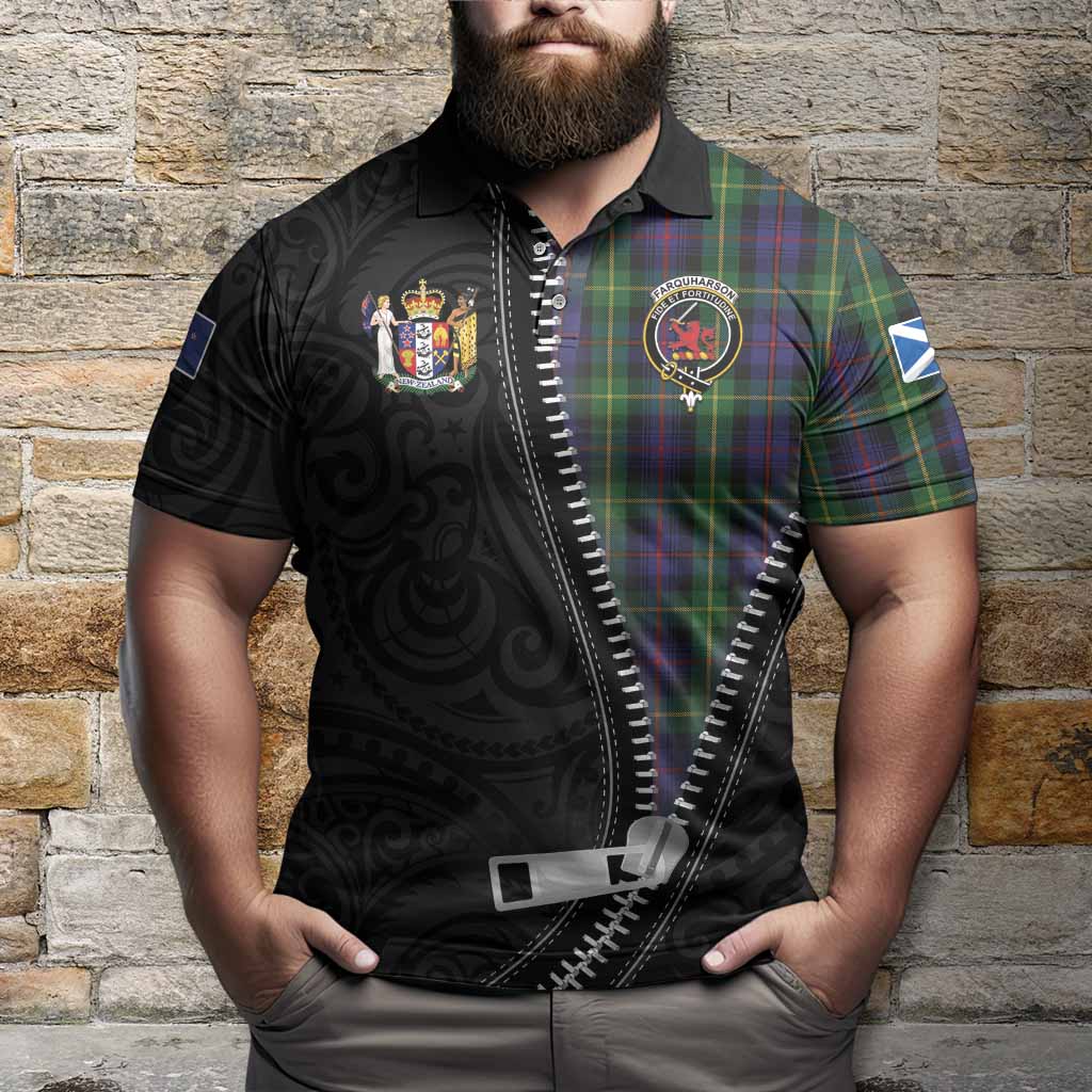 Farquharson Tartan Polo Shirt New Zealand Pattern Unique Zipper Stylized