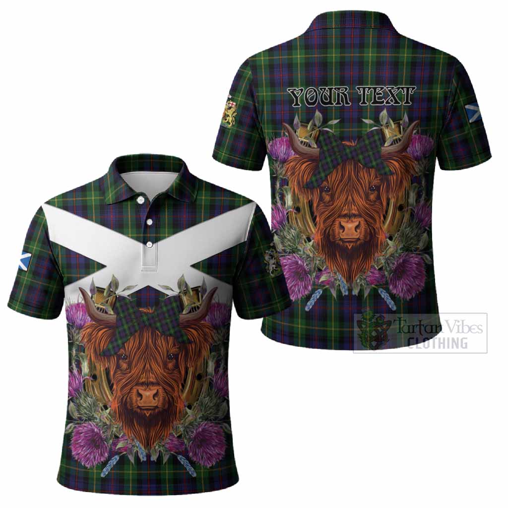Farquharson Tartan Polo Shirt Scottish Thistle Heilan Coo