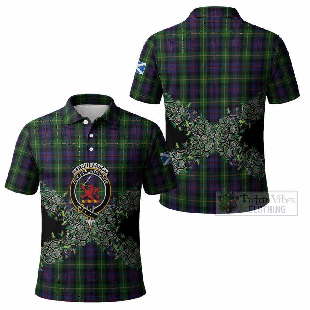 Farquharson Tartan Polo Shirt Thistle Scottish Spirit
