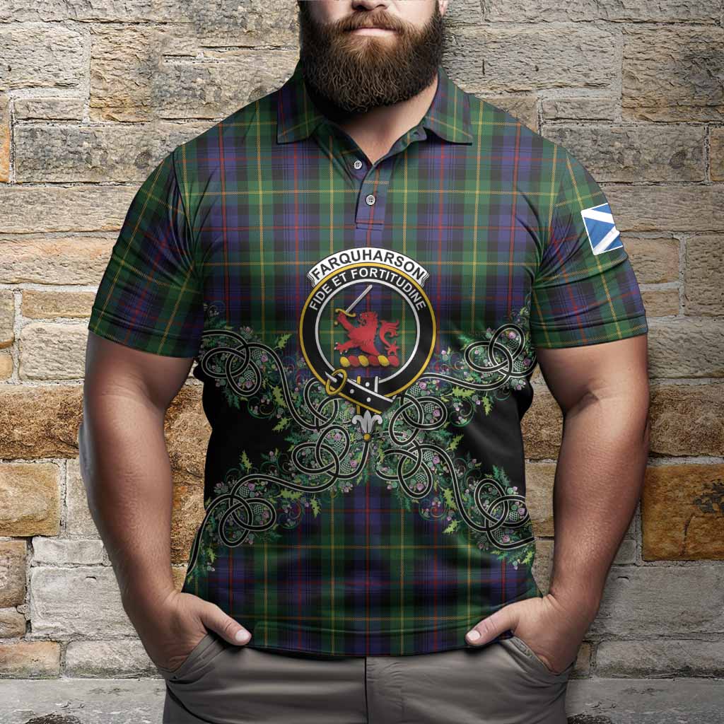Farquharson Tartan Polo Shirt Thistle Scottish Spirit