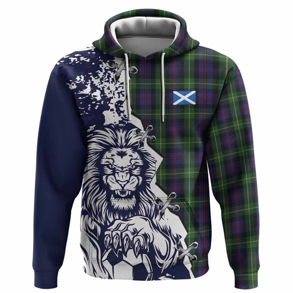 Farquharson Tartan Scottish Hoodie Angry Lion With Soccer Ball Style