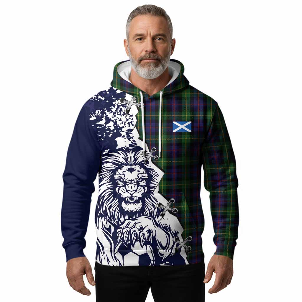 Farquharson Tartan Scottish Hoodie Angry Lion With Soccer Ball Style