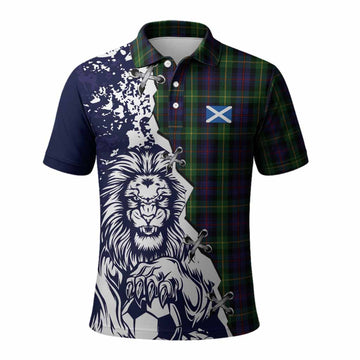 Farquharson Tartan Scottish Polo Shirt Angry Lion With Soccer Ball Style
