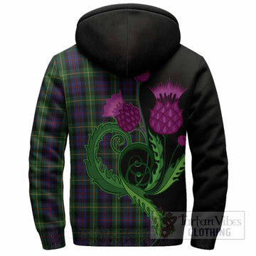 Farquharson Tartan Sherpa Hoodie Traditional Scottish Thistle